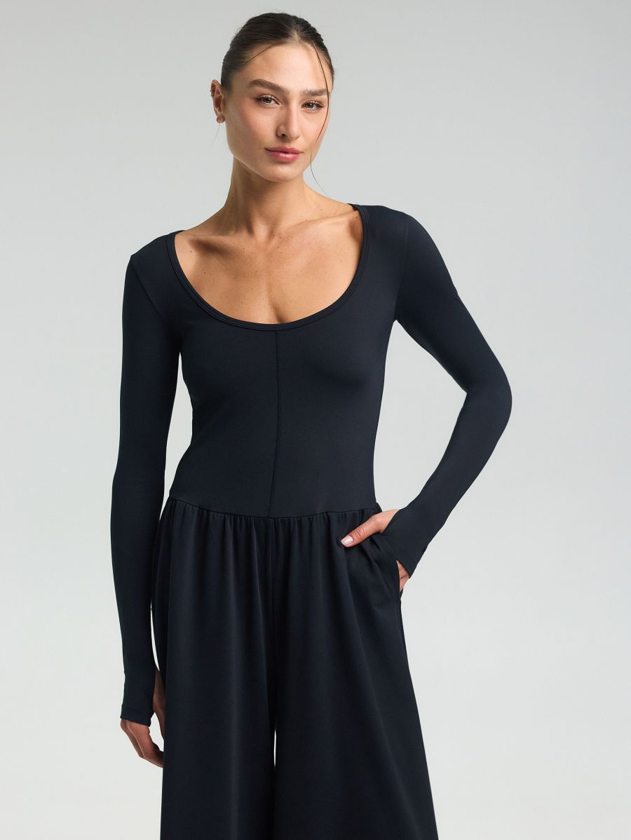 Wide-Leg Jumpsuit — Black