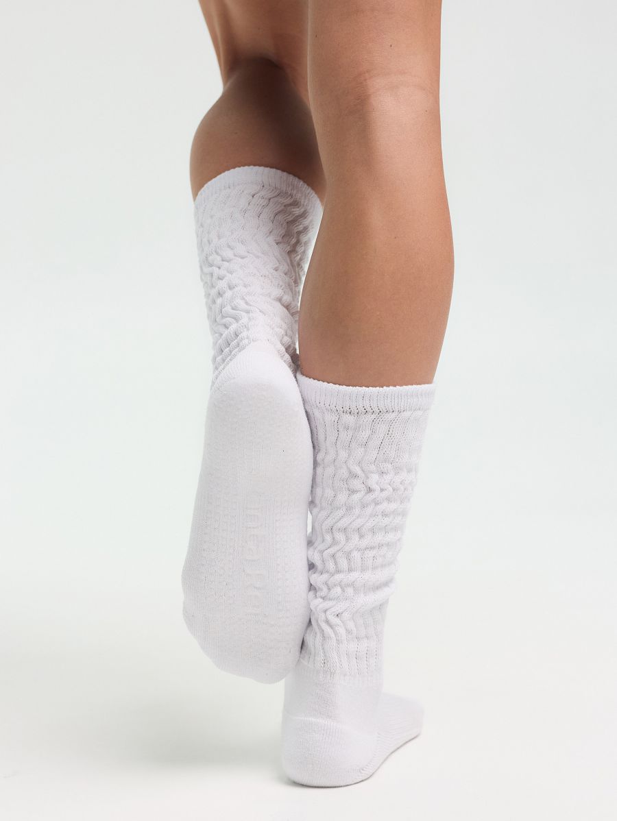 Organic Cotton Pilates Grip Socks — White
