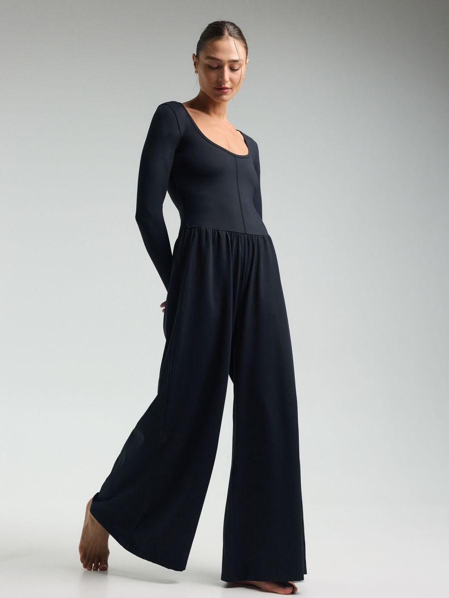 Wide-Leg Jumpsuit — Black
