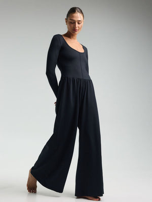 Wide-Leg Jumpsuit — Black