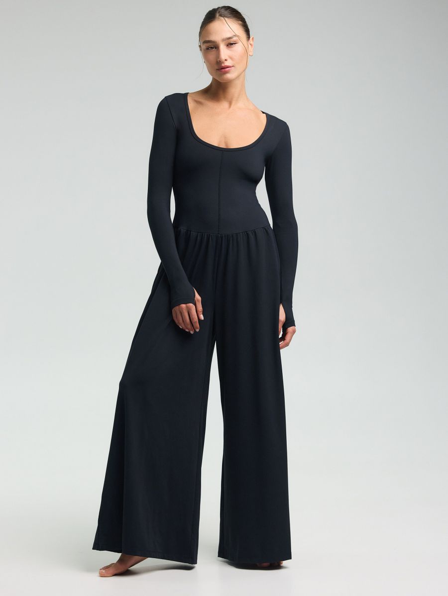 Wide-Leg Jumpsuit — Black