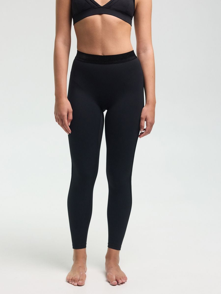 Ilios Velvet-Trim Leggings — 25-inch