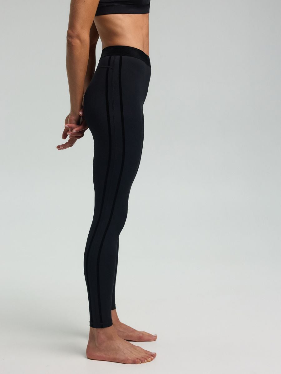 Ilios Velvet-Trim Leggings — 28-inch