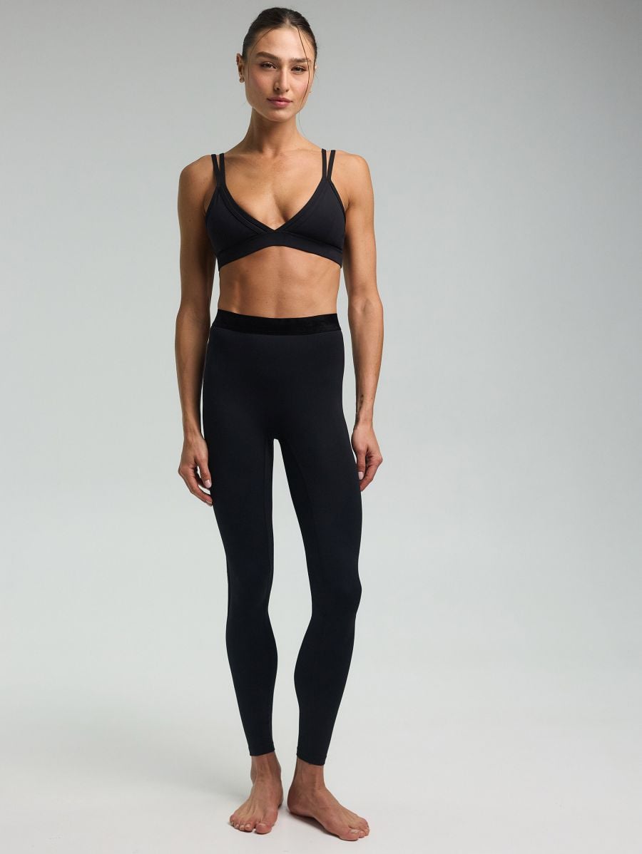 Ilios Velvet-Trim Leggings — 28-inch