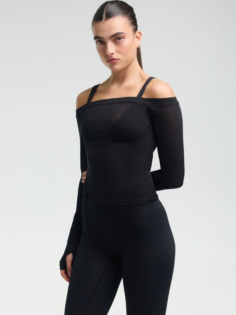 Modal Boatneck Top — Black