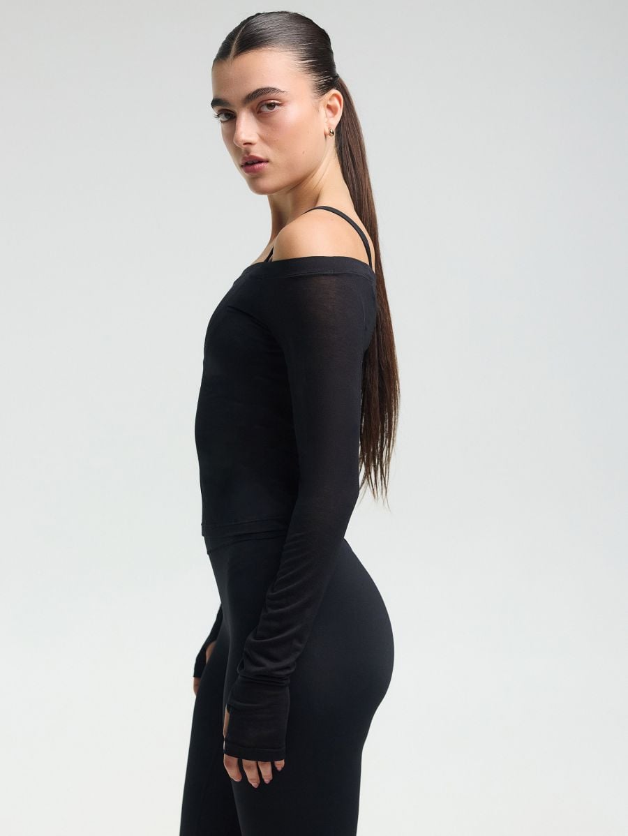 Modal Boatneck Top — Black