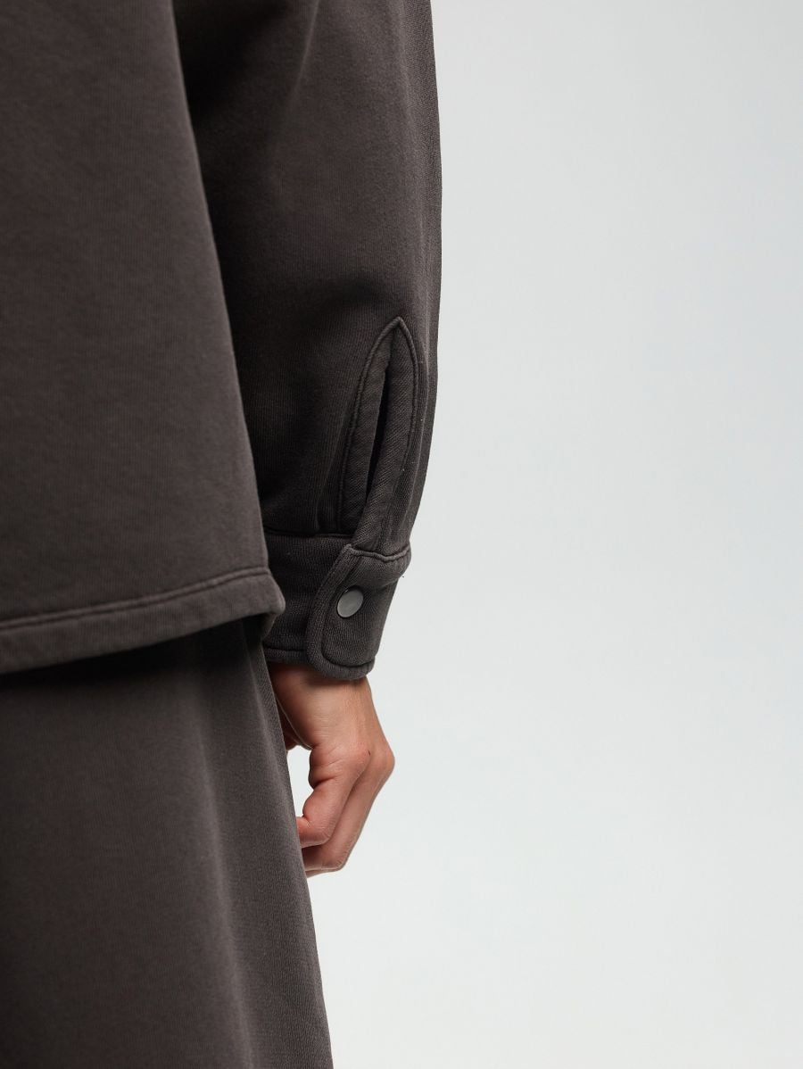 Button-Front Shirt Jacket — Grey
