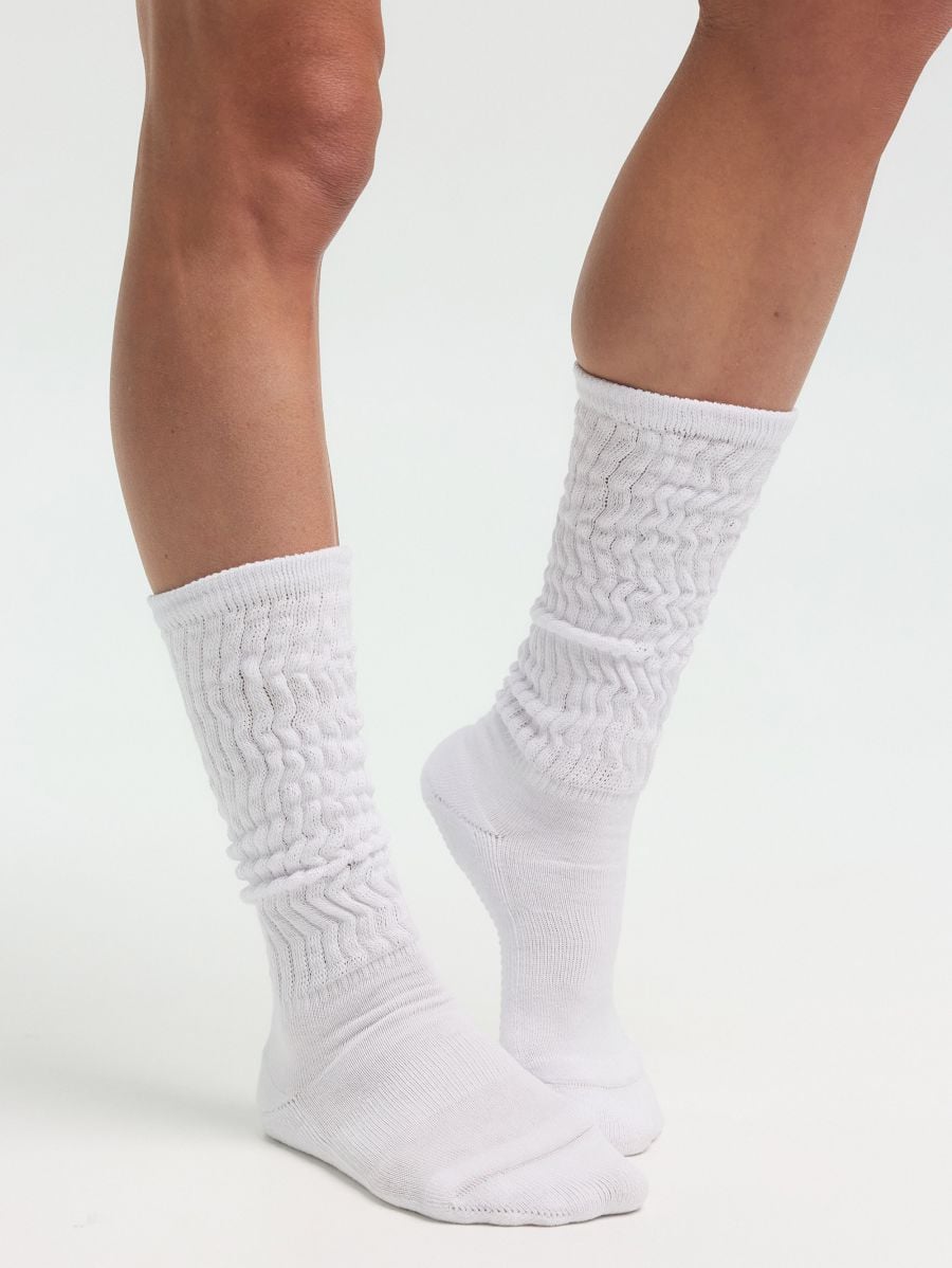 Organic Cotton Pilates Grip Socks — White